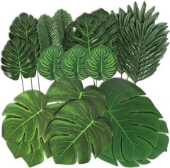 78 Pieces 7 Kinds Artificial Tropical Leaf Jungle Leaves Plant Safari Leaves