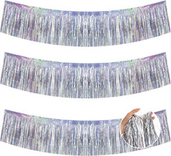 Metallic Foil Fringe Garland 3 Pack Party Decor Gold Silver Red Rose Gold Banner