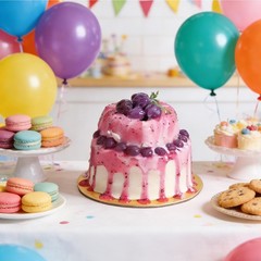 Fake Cake Dessert Artificial Cream Blueberry Jam Cupcake Faux Food Display