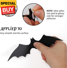 60PCS Halloween Bats Decoration, 4 Different Sizes Realistic PVC Black 3D Scary