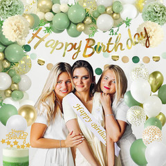 Upgraded Sage Green Birthday Party Decorations for Girls Women with Happy