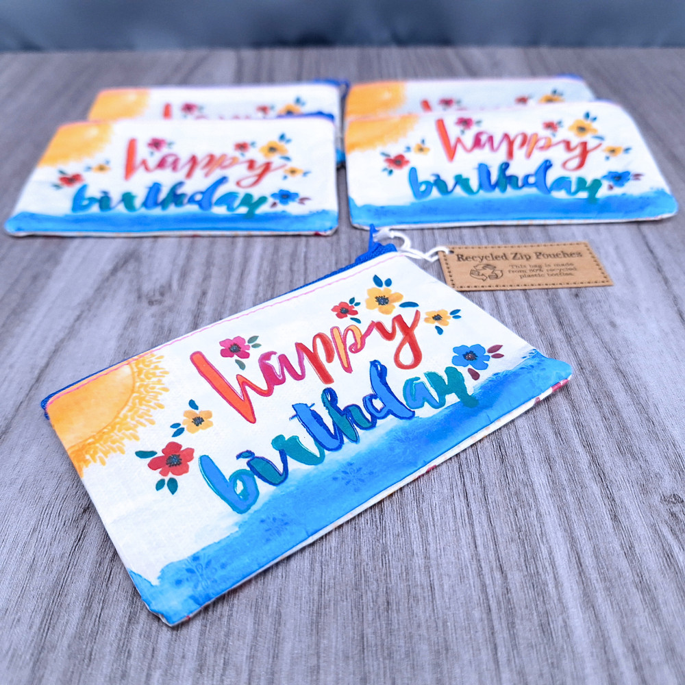 Natural Life Happy Birthday BOHO Recycled Coin Purse Gift Pouches Lot of 5