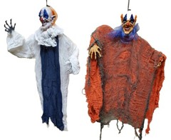 (2) Halloween Hanging Clowns Spooky Grim Reaper Skeleton Garden Decor 34″