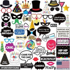 Delightful 54-Pc Multicolored Photo Booth Props Kit for Memorable Birthdays