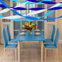 4 Roll Blue White Paper Party Streamer 1.77 Inch x 82 Ft 328ft Decor Set