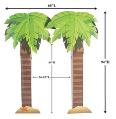 Tropical Palms Freestanding 3D Cardboard Trees Archway Beach Decor 7.5-Ft H #886