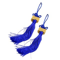 2Pcs Silky Nylon Chinese Tassel Pendant Blue for Car and Room Decoration