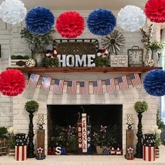 Party Tissue Pom Poms, 12pc Bulk Set, Event Backdrop Decorations, Multicolor