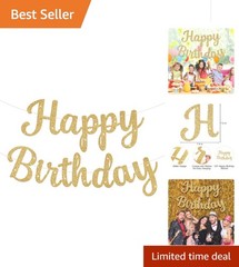 Glitter Happy Birthday Banner Sign Birthday Garland Wall Door Banners Flag fo…