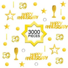 3000 PCS Gold 50th Anniversary Confetti Glitter Table Scatter Decorations