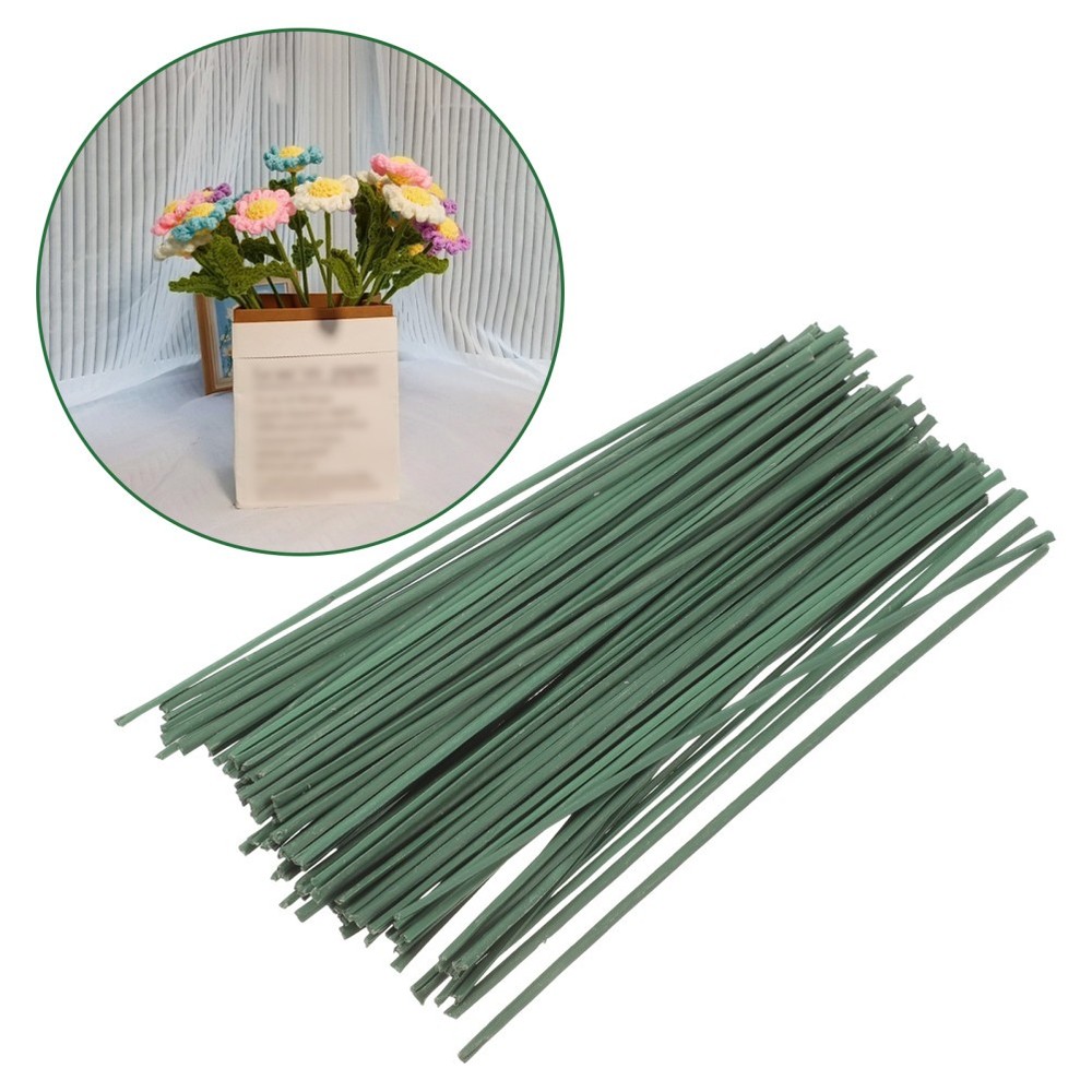 100Pcs Reusable Metal Floral Stem Wires Green Wire Flower Stem for DIY Crafts