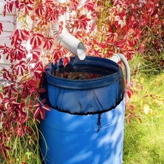 Mesh Cover with Drawstring for Rainwater Systems Keeps Debris and Leaves Out
