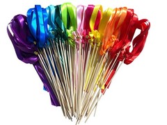 50 Pack Ribbon Wands Wedding Streamers with Bells, Silk Fairy Stick Wish Wand…