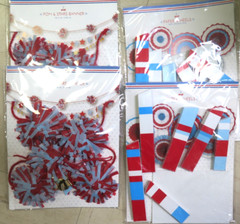 4 Pack Target Crepe Paper Pom & Stars Banner Red White Blue 72 in & PAPER WHEELS