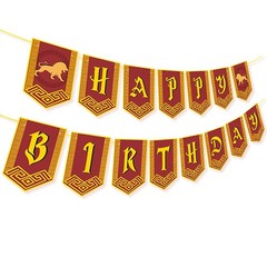 Happy Birthday Decorations Banner Pre-Strung Magic Standard, Red Wizard