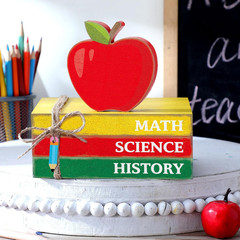 4 Pcs Back to School Table Decor Apple Prop Book Pencil Classroom Decor First Da