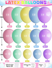Pastel Birthday Decorations, Pastel Balloons with Happy Birthday Balloon Banner,