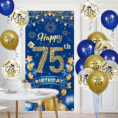75th Birthday Party Decorations for Men Navy Blue Gold Happy 75th Birthday Banne