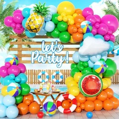Tropical Hawaiian Balloon Garland Arch Kit 160Pcs, Summer Beach Pool Balloons…
