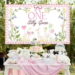 Silly Goose Birthday Decor, 70×43 Inch Backdrop for Baby Shower and Party