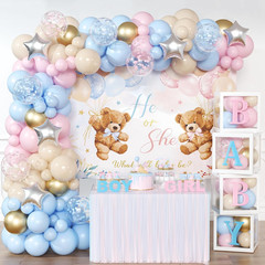 Bear Gender Reveal Balloon Boxes Decorations – 158Pcs Pink Blue Balloon Garland