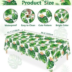 4 Pack Hawaiian Luau Tablecloths Tropical Palm Leaves Table Cloth Hawaiian Lu…