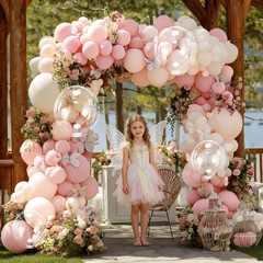 Pastel Pink White Balloon Arch Double Light Pink White Sand Beige Balloon Gar…