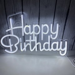 Happy Birthday LED Neon Sign USB Light Party Wall Decor w/ Dimmer