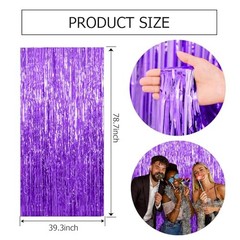 2 Pack Backdrop Tinsel Streamers Foil Fringe 39.4″w X 78.7″l (Pack of 2) Purple