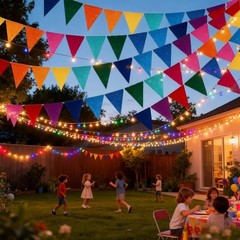 6 Strings 72PCS Rainbow Felt Bunting Colorful Pennant Banner Flags with Ribbo…
