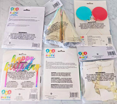 321 Party! Birthday Balloons LED CAKE TOPPER, HATS, BANNER, lot of 6 NEW