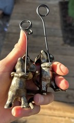 Set of 3 Cast Iron Mouse Table Card Holders Bronze-Tone Finish Whimsical Decor