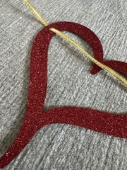 Almost Married Glitter Party Banner Garland w/ Hearts, Black Red Gold, Wedding
