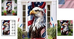 Red White and Blue American Flag Eagle Door Cover Memorial Day Backdrop 4th o…