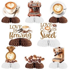 Coffee Bridal Shower Decorations 8 PCS Love Is Brewing Honeycomb