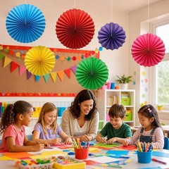 6-Pack Vibrant Paper Fans – Effortless Party Decor for Any Occasional Event