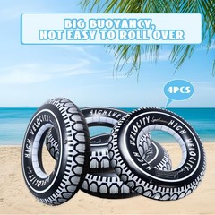 4 Pack Inflatable Tire Pool Float for Adults Inflatable 36″ Giant Tire Tubes …