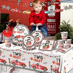 Two Fast Birthday Party Supplies, 42pcs Race Car 2nd Birthday Decorations Tab…