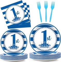 Charming 96-Piece 1st Birthday Tableware – Convenient & Disposable for Parties