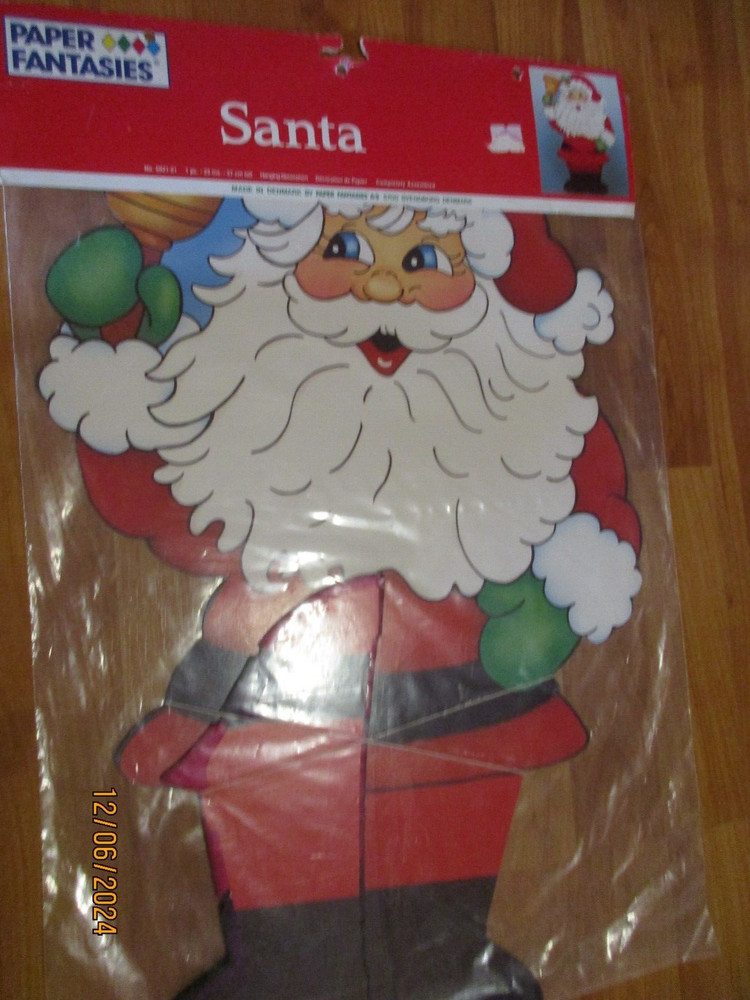 1990 Santa Stand Up Decoration Paper Fantasies Completely Assembled NIP