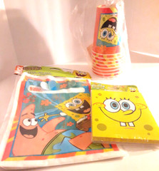 Vintage Sponge Bob Birthday Party Supply Lot Invitations Cups Loot Gift Bags NOS