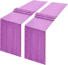 2 Packs 12 x 108 inches Lavender Sequin Table Runner, Glitter Lavender Purple Ta