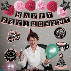 retirement party decorations banner gifts – (22pack) happy retirement rose gold