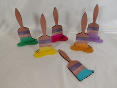 Paint Brush Multicolor Die Cut Shapes for Paint Party Theme Table Decorations