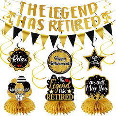 Retirement Party Decorations for Men Women, Black Gold Retirement Decorations Ki