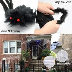 Halloween Giant Plush Spider Decoration–Large Black Horror Party Prop 30cm-200cm