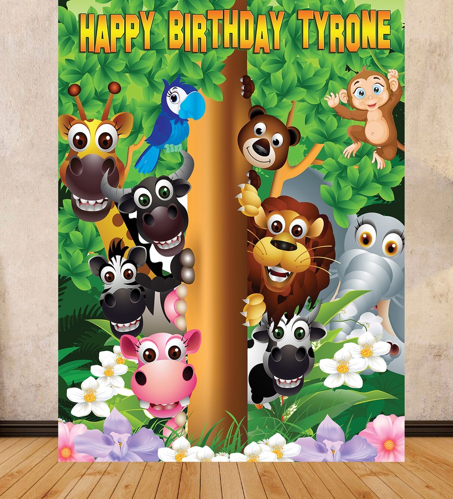 Jungle Animals Kids Background Backdrop Scene Setter Print Graphic Personalised