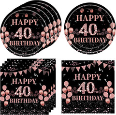 40 Pcs 40Th Birthday Decorations for Women Rose Gold Pink Birthday Supplies