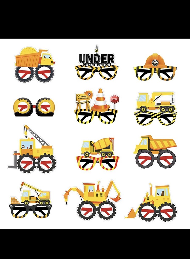 24pcs Construction Truck Party Eyeglasses Kids Boys Girls Eyeglasses Prop NEW