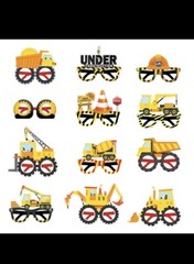 24pcs Construction Truck Party Eyeglasses Kids Boys Girls Eyeglasses Prop NEW